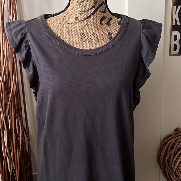 Universal Thread Gray Ruffled Sleeve Tee Shirt Dress W/Tied Hem - Picture 2 of 8